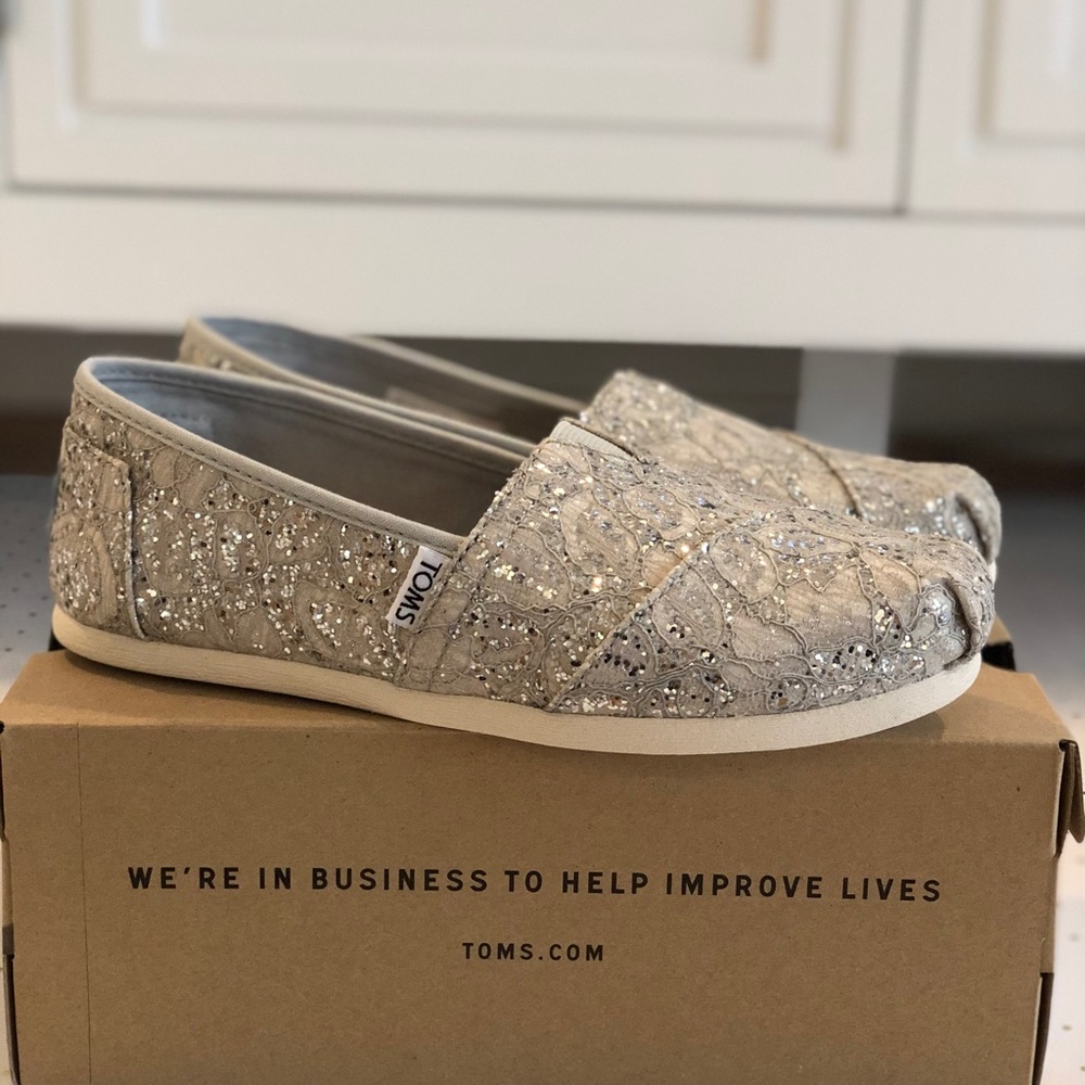 Toms Classic Silver Lace Glitz